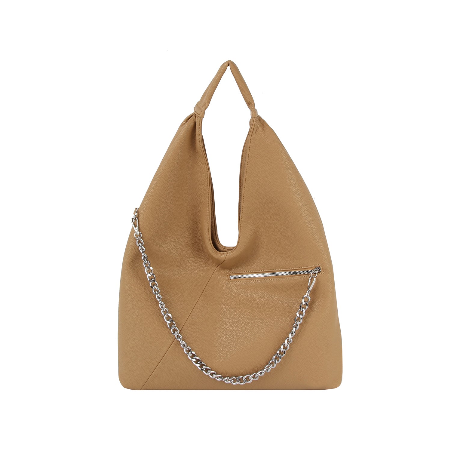 Chain zipper detail hobo by Handbag Factory-0