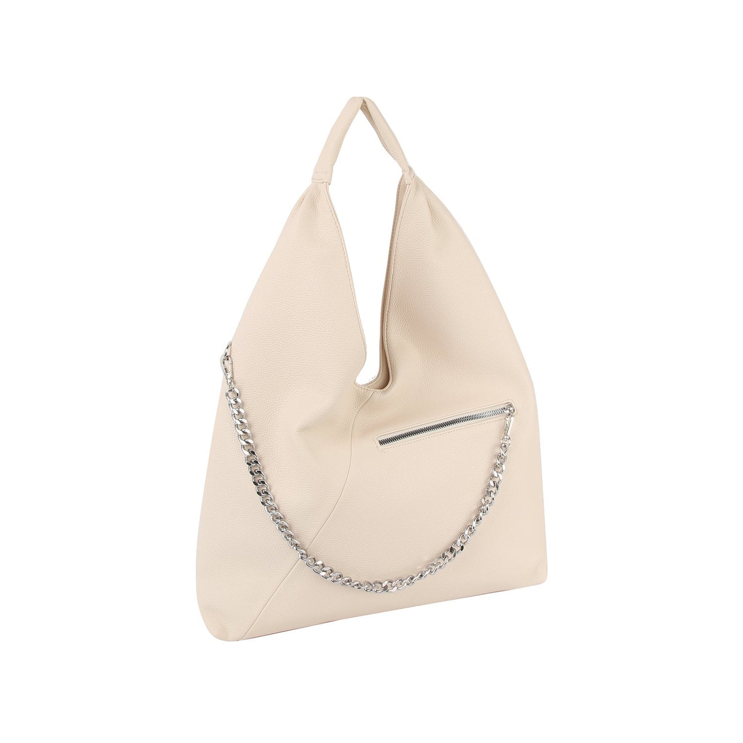 Chain zipper detail hobo by Handbag Factory-5