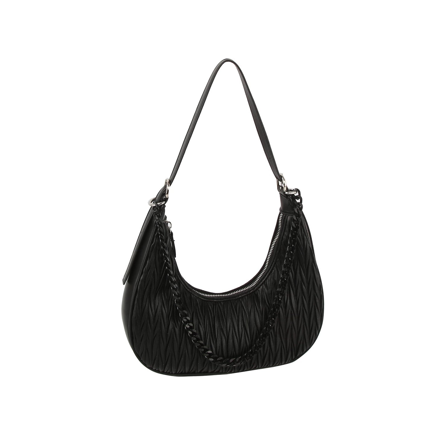 Chain detail woven design shoulder hobo bag by Handbag Factory-1