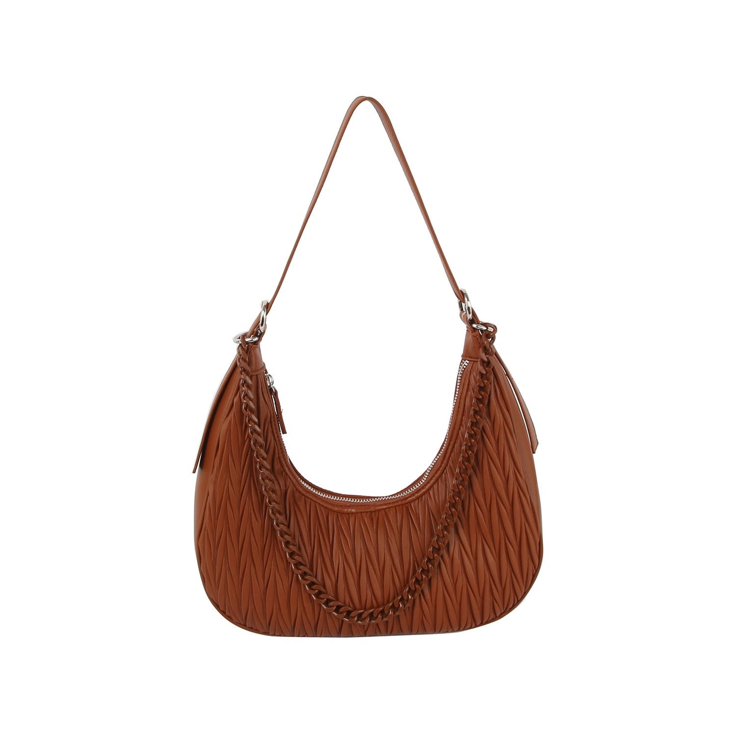 Chain detail woven design shoulder hobo bag by Handbag Factory-5