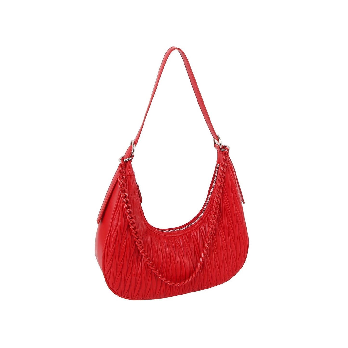 Chain detail woven design shoulder hobo bag by Handbag Factory-4