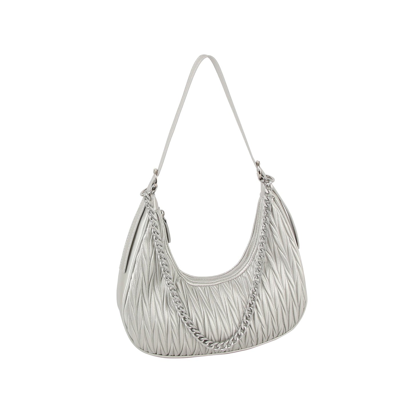 Chain detail woven design shoulder hobo bag by Handbag Factory-6