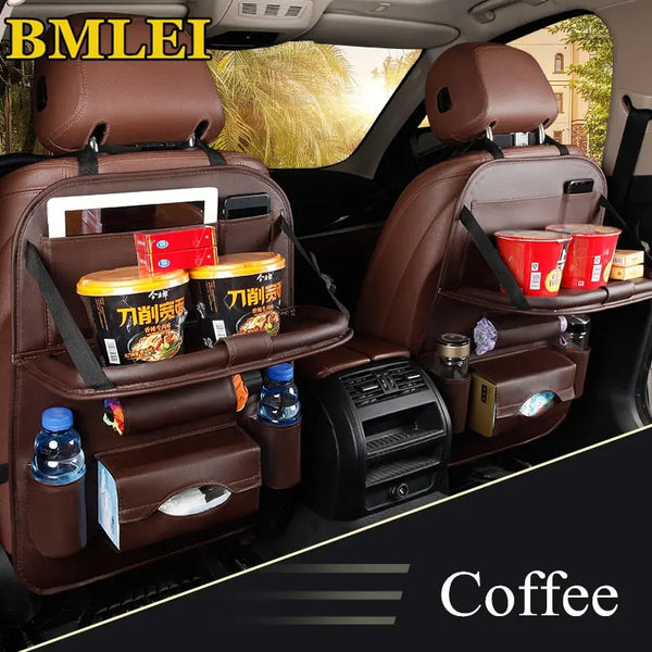 Car Seat Back Bag Folding Table Organizer Pad Drink Chair Storage Pocket Box Travel Stowing Tidying Automobile Accessories - Memoriex 