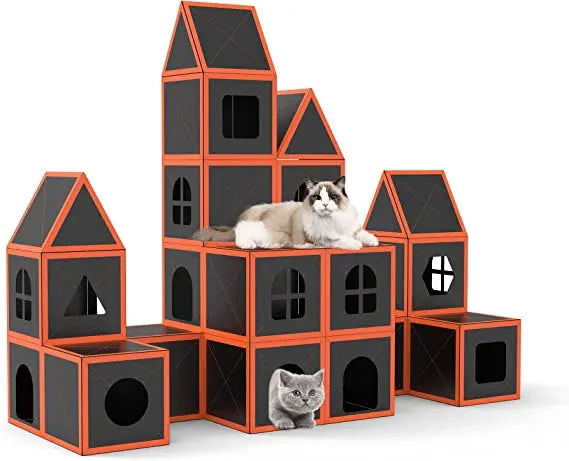 Cardboard Cat House Scratcher Breathable Pet Foldable Cat Toys And House For Cats - Memoriex 