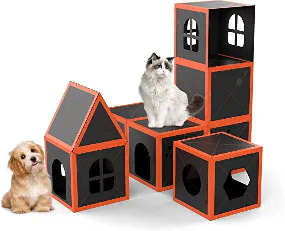 Cardboard Cat House Scratcher Breathable Pet Foldable Cat Toys And House For Cats - Memoriex 