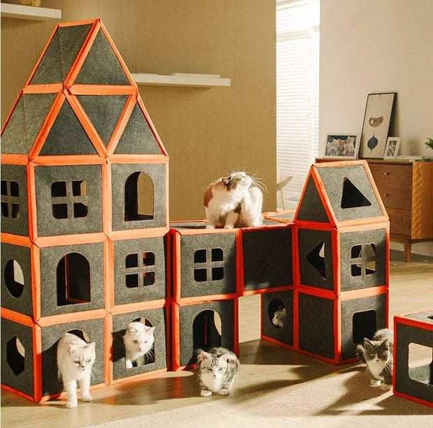 Cardboard Cat House Scratcher Breathable Pet Foldable Cat Toys And House For Cats - Memoriex 