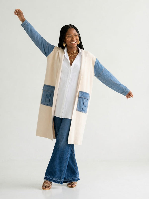 Adventurous Knit Denim Cardigan-0