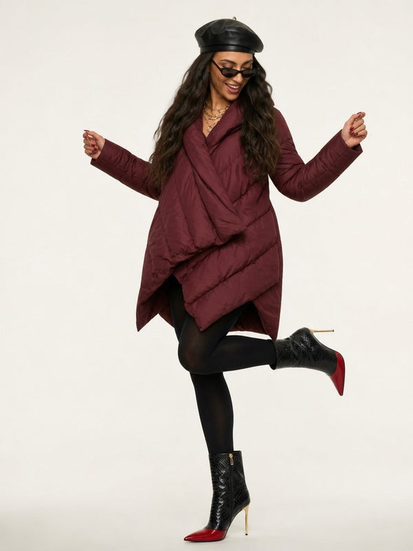 Audacious Asymmetrical Quilted Puffer Jacket-0