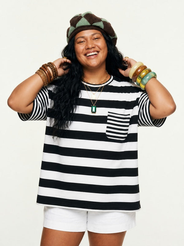 Free Spirit Striped Loose T-shirt-0
