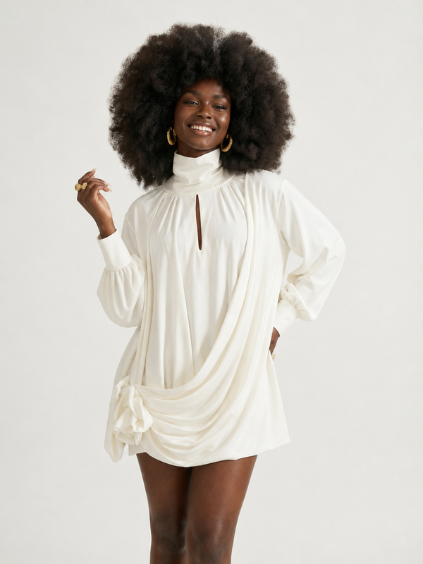 Radiant Draped Mini Dress-0