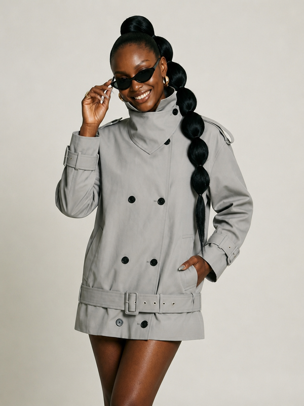 Confident Double Breasted Mini Trenchcoat-0