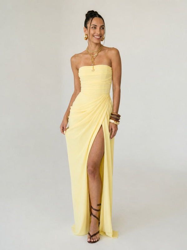 Radiant Pleated Split Maxi Dress-0