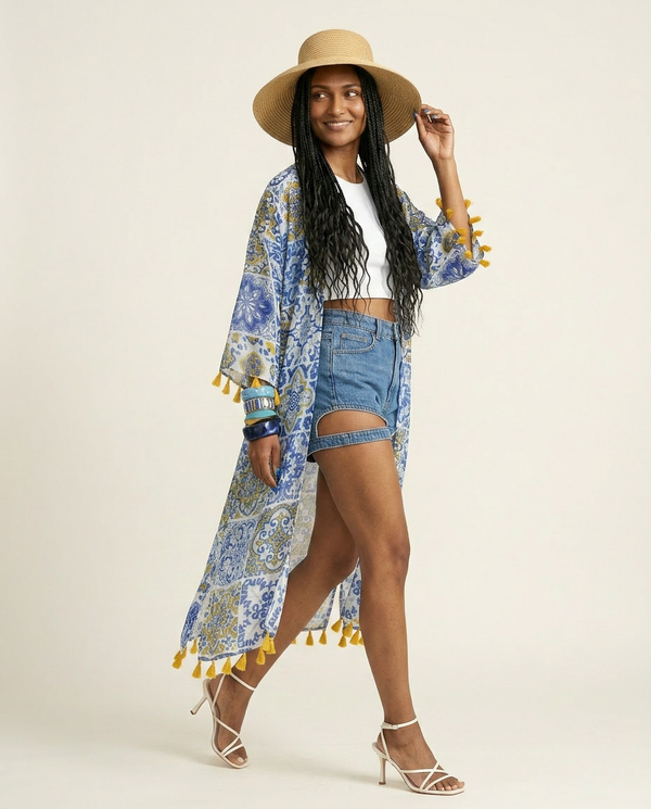Wanderlust Tassel Print Kaftan-0