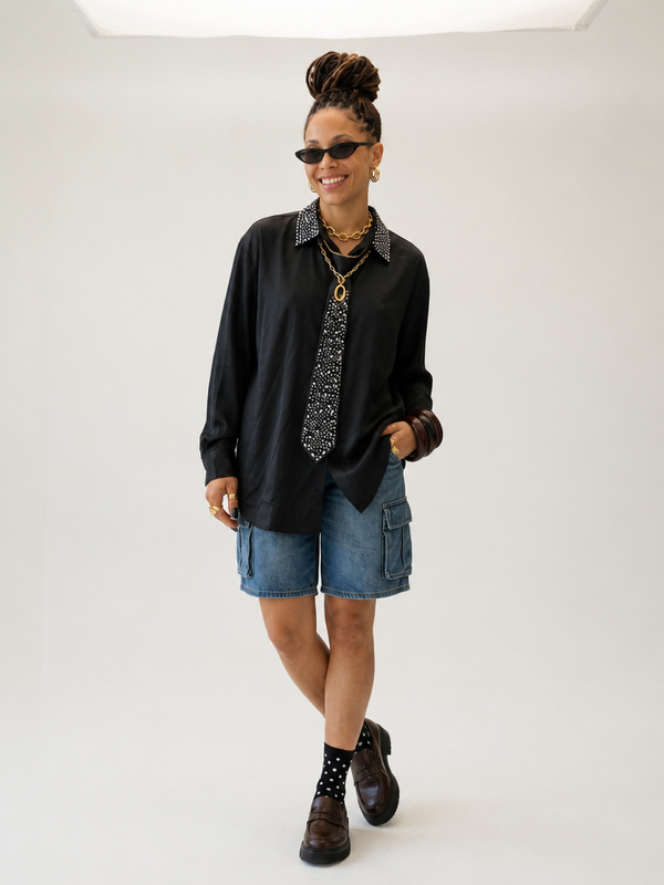 Audacious Rhinestone Loose Blouse-0