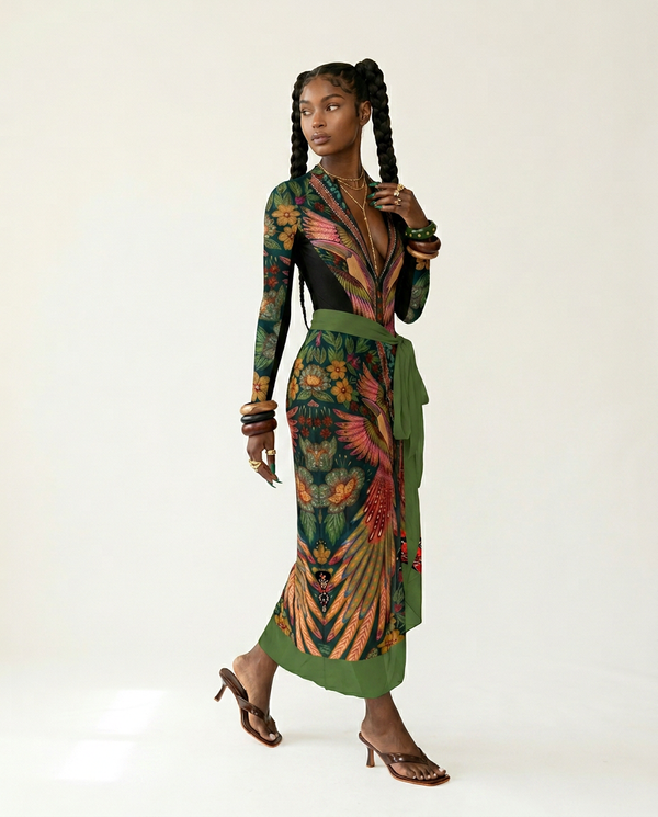 Wild Heart Printed Long-Sleeve One-Piece-0