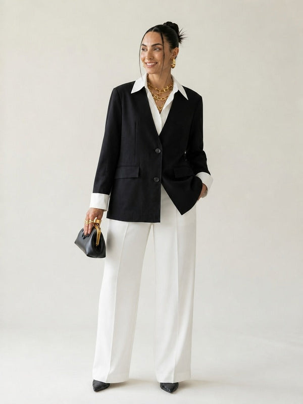 Elegant Color-Block Blazer-0