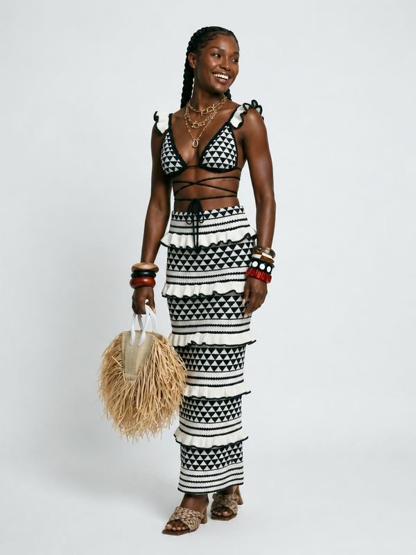 Wanderlust Striped Knit Ruffle Set-0