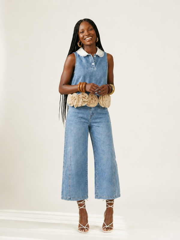 Worthy Floral Denim Vest-0