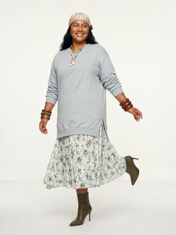 Grounded Floral Layered Midi Dress-0