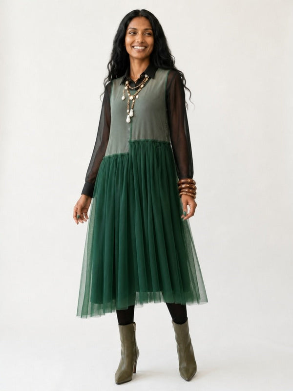 Ethereal Mesh Layered Midi Dress-0