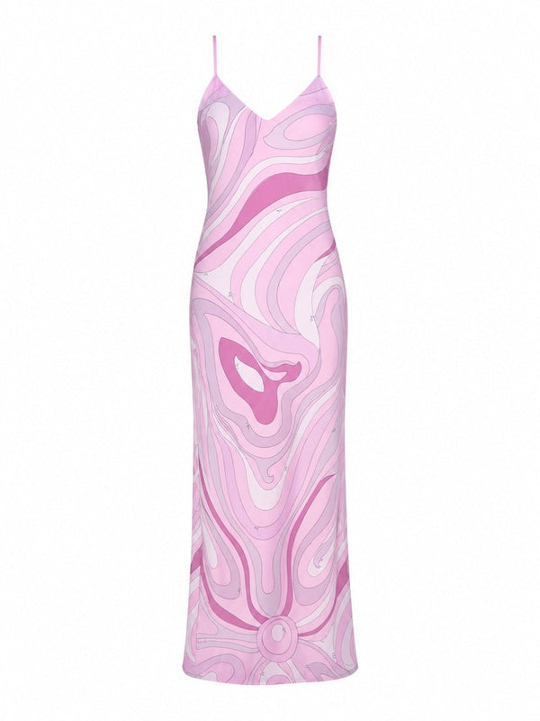 Vibrant Printed Satin Midi Dress-10