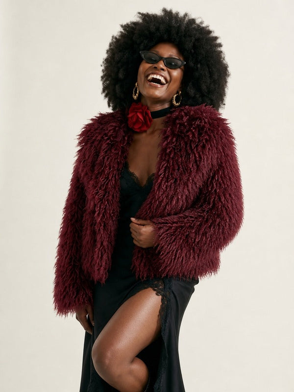 Confident Faux Fur Notched Coat-0