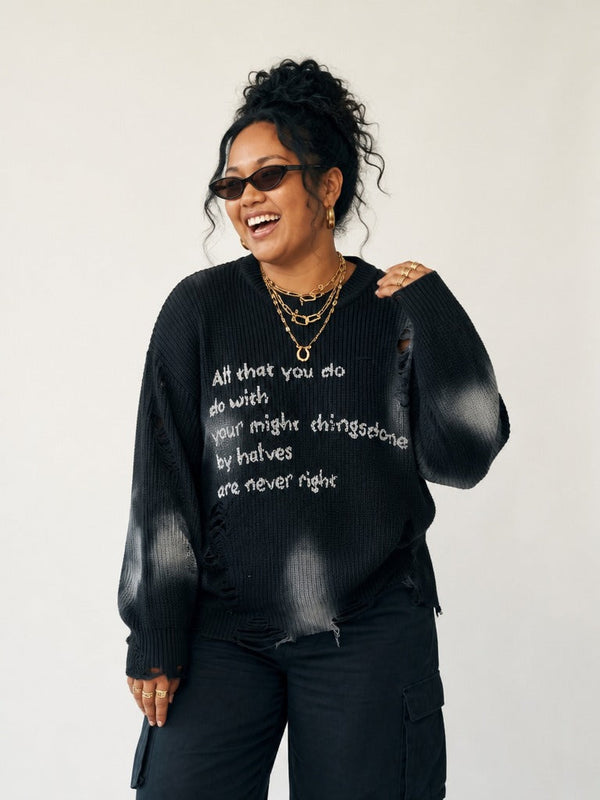 Unstoppable Ripped Knit Pullover-0