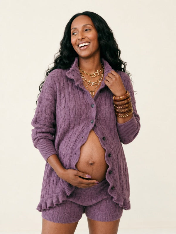 Grounded Ruffled Knit Cardigan-0