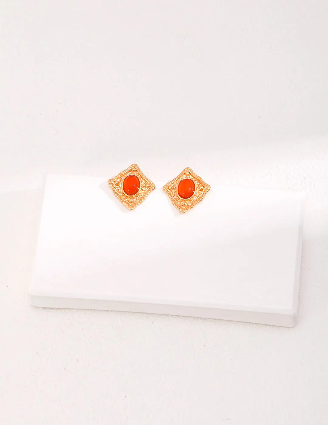 Lapis Lazuli / Carnelian Stud Earrings - Memoriex