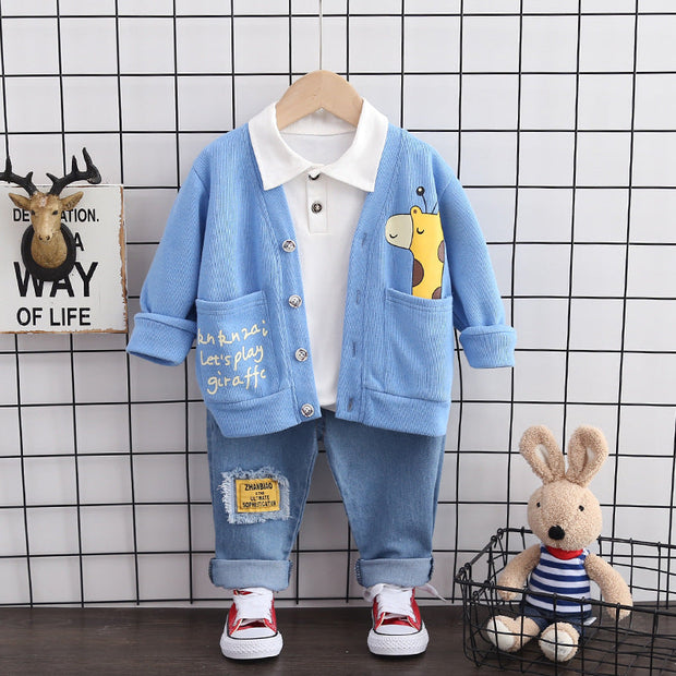 Cartoon Coat Three-piece Set 1-3 Years Old 4 Children's Clothes - Memoriex 