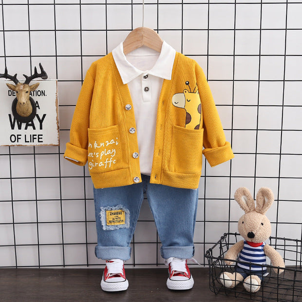 Cartoon Coat Three-piece Set 1-3 Years Old 4 Children's Clothes - Memoriex 