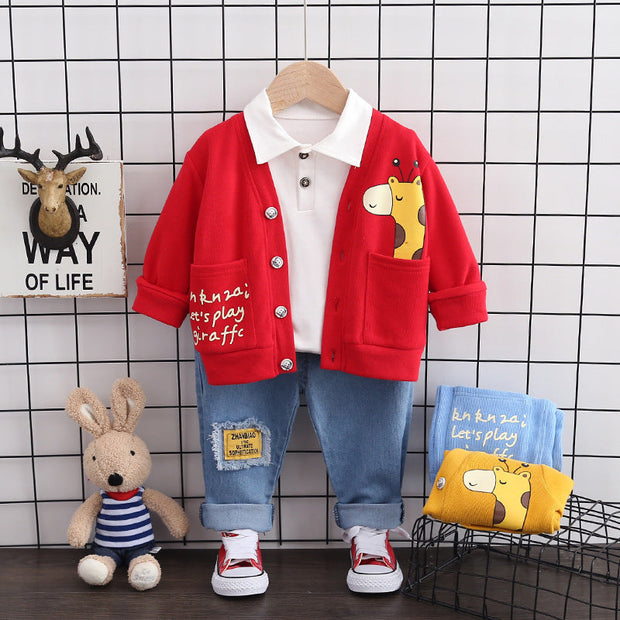 Cartoon Coat Three-piece Set 1-3 Years Old 4 Children's Clothes - Memoriex 