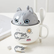 Cartoon Office Ceramic Mug With Lid Spoon - Memoriex 