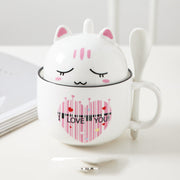 Cartoon Office Ceramic Mug With Lid Spoon - Memoriex 