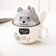Cartoon Office Ceramic Mug With Lid Spoon - Memoriex 