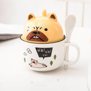 Cartoon Office Ceramic Mug With Lid Spoon - Memoriex 