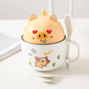 Cartoon Office Ceramic Mug With Lid Spoon - Memoriex 
