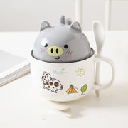 Cartoon Office Ceramic Mug With Lid Spoon - Memoriex 