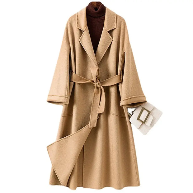 Cashmere Woollen Long coat | Fur Jackets Ladies | Trench coats - Memoriex 