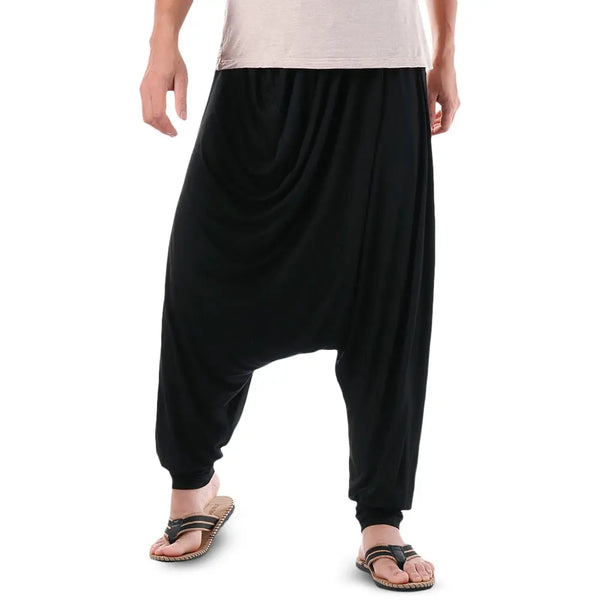 Casual Drawstring Solid Color Harem Pants - Memoriex 
