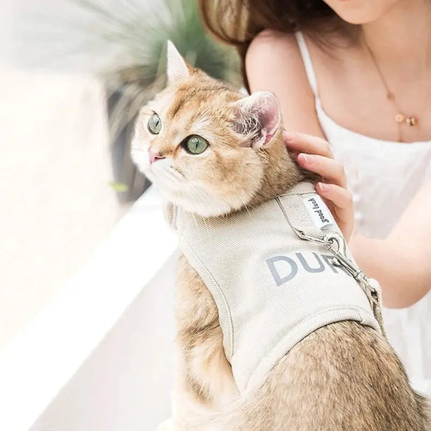 Cat Chest Back Harness Leash Adjustable Length Pet Traction Cat Dog Traction Rope Collar Cat Harness Belt - Memoriex 