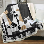 Cat Sherpa Blanket Animal Pattern Printing Double Layer Children - Memoriex 
