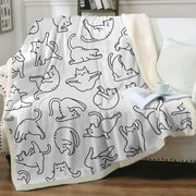 Cat Sherpa Blanket Animal Pattern Printing Double Layer Children - Memoriex 