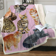 Cat Sherpa Blanket Animal Pattern Printing Double Layer Children - Memoriex 