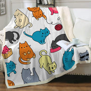 Cat Sherpa Blanket Animal Pattern Printing Double Layer Children - Memoriex 