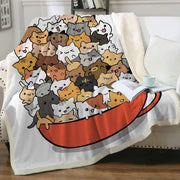 Cat Sherpa Blanket Animal Pattern Printing Double Layer Children - Memoriex 