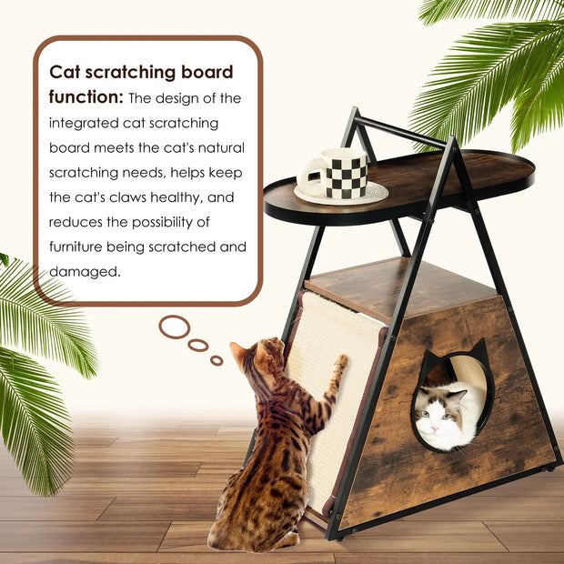 Cat house,end table.Wood cat condo black vintage pet furniture - Memoriex 