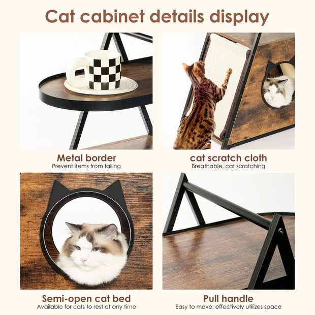 Cat house,end table.Wood cat condo black vintage pet furniture - Memoriex 
