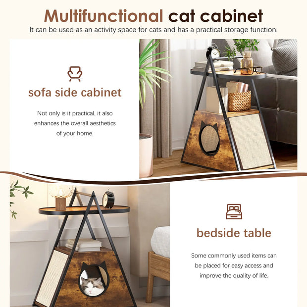 Cat house,end table.Wood cat condo black vintage pet furniture - Memoriex 