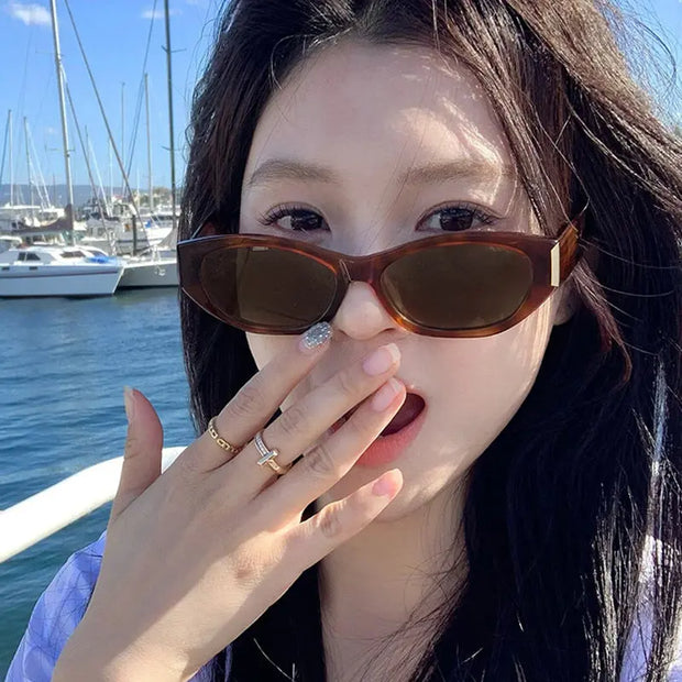 Cat's Eye Sunglasses Irregular Cat's Eye Sunglasses Women's Trendy High End Sensation Slim Retro Sunglasses Round - Memoriex 